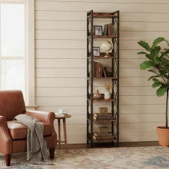 78.7” Tall Narrow Bookshelf, Slim Display Shelf for Home Office & Small Areas