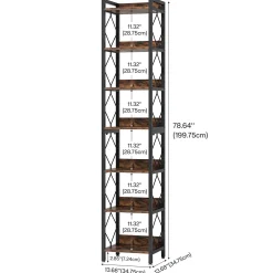 78.7” Tall Narrow Bookshelf, Slim Display Shelf for Home Office & Small Areas