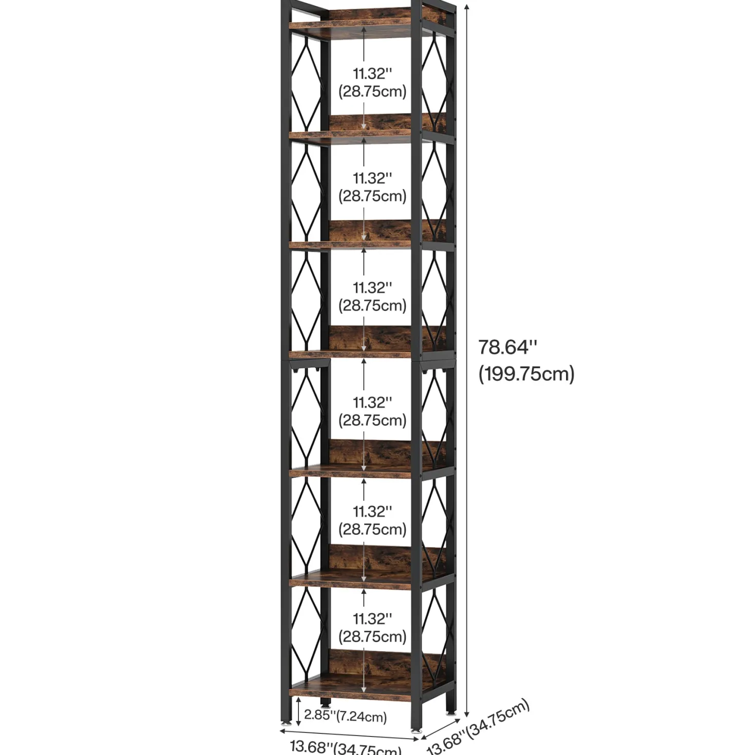 78.7” Tall Narrow Bookshelf, Slim Display Shelf for Home Office & Small Areas