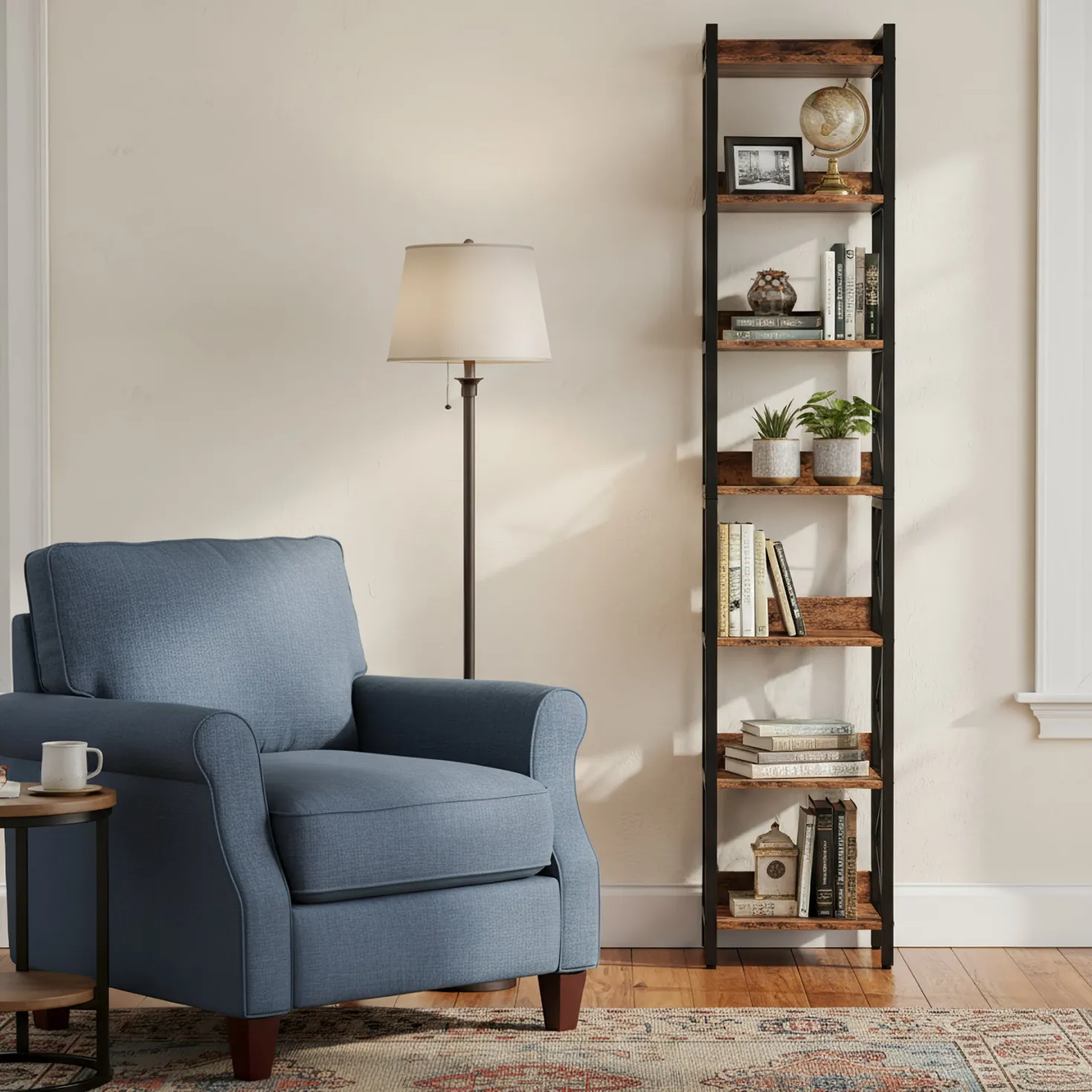 78.7” Tall Narrow Bookshelf, Slim Display Shelf for Home Office & Small Areas