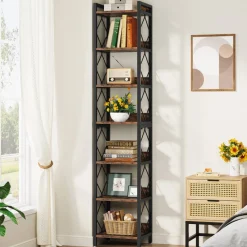 78.7” Tall Narrow Bookshelf, Slim Display Shelf for Home Office & Small Areas