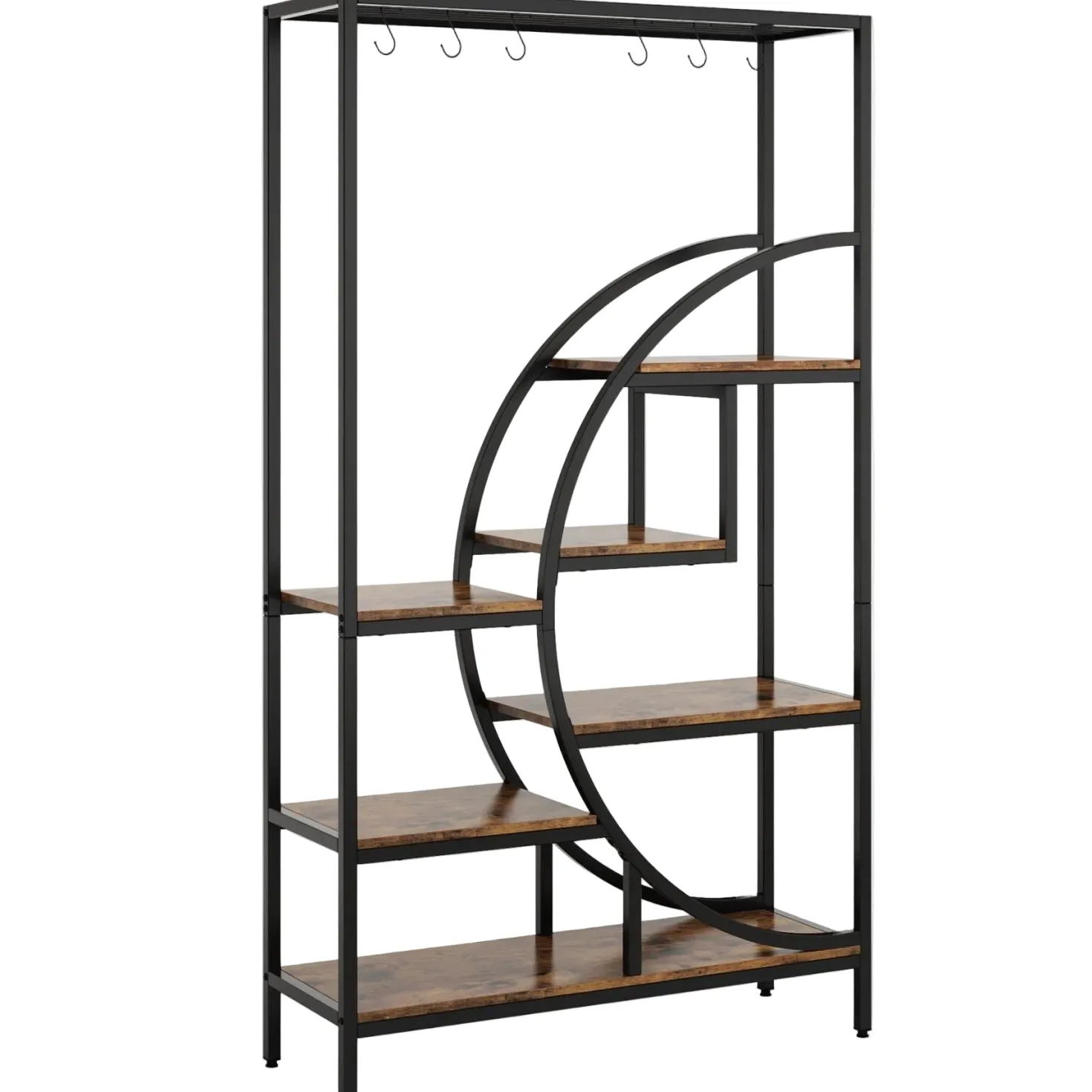 70.9" Tall Plant Stand, 7 Tier Flower Pots Display Rack with 6 Hooks