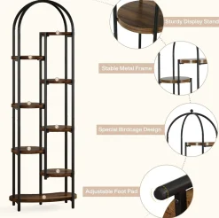 70" Tall Plant Stand Indoor, 8-Tier Arched Plant Shelf Corner Display Rack with Metal Frame