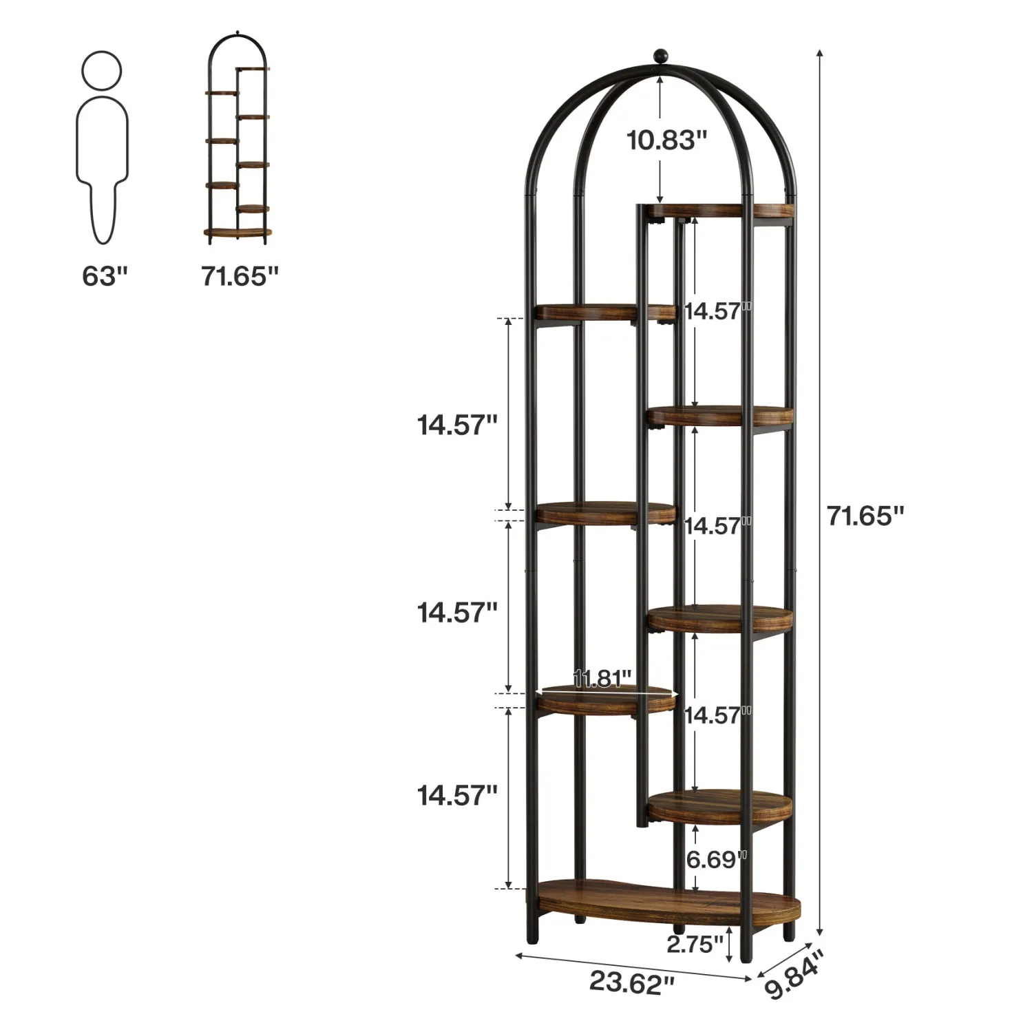 70" Tall Plant Stand Indoor, 8-Tier Arched Plant Shelf Corner Display Rack with Metal Frame