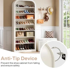 74” Tall Shoe Rack, 8-Tier Freestanding Shoe Cabinet Organizer for Entryway