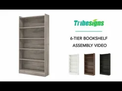 72" Tall Wood Bookcase, 5-Tier Bookshelf Open Shelves