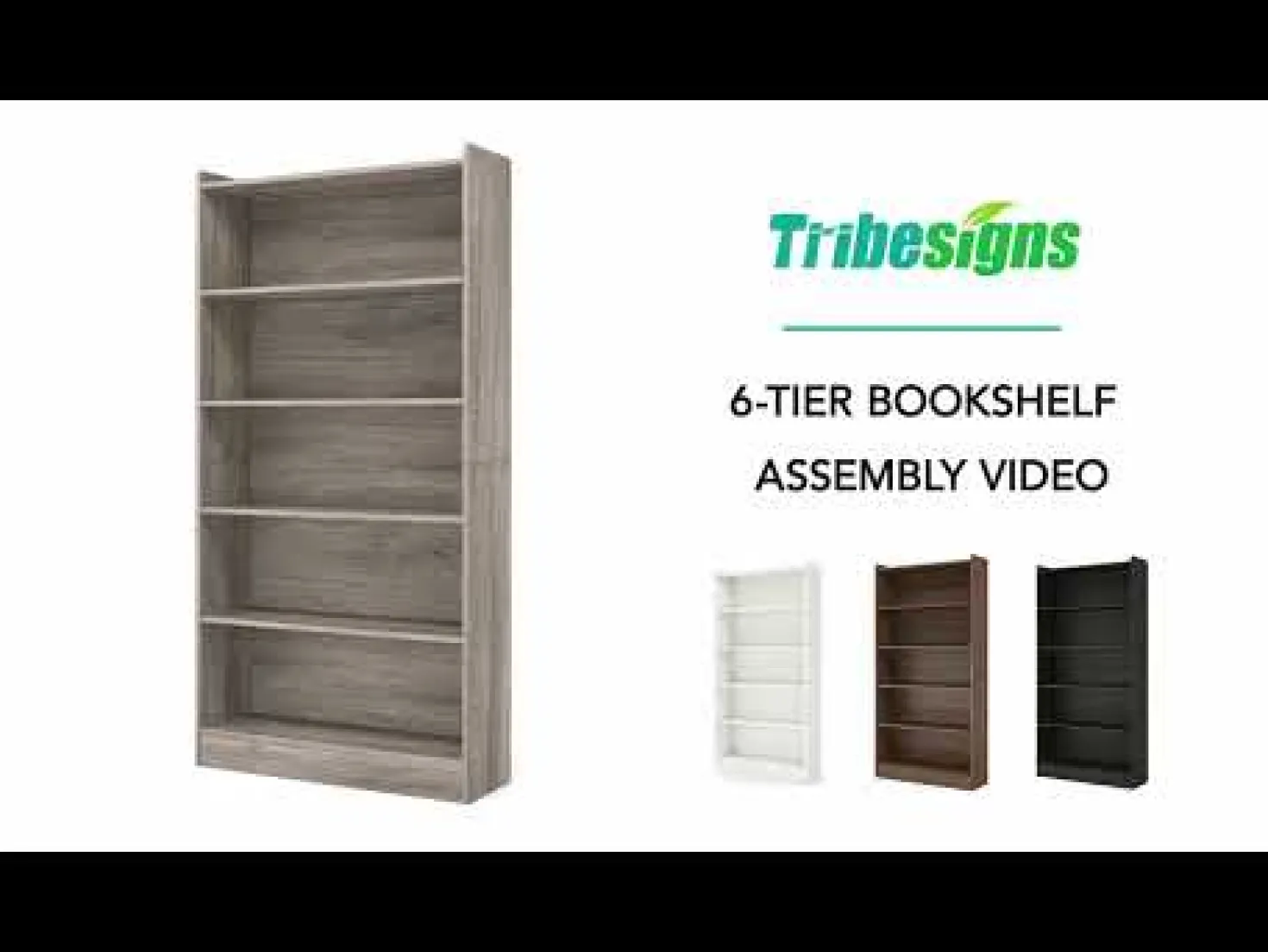 72" Tall Wood Bookcase, 5-Tier Bookshelf Open Shelves