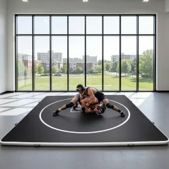 4" Thick Inflatable Wrestling Mat, PVC Portable Wrestling Mats for Indoor Outdoor Use, Jiu Jitsu Mats with Circles for Wrestling