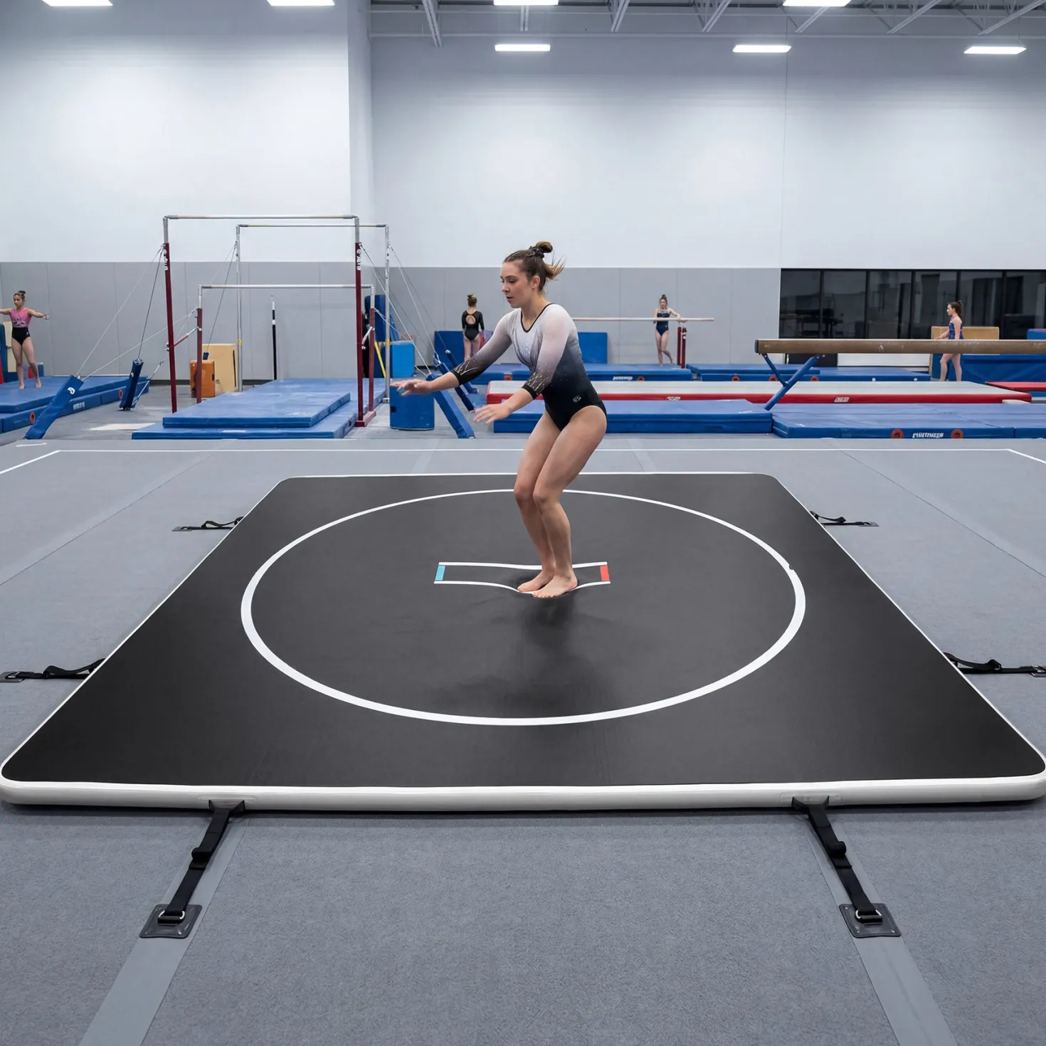 4" Thick Inflatable Wrestling Mat, PVC Portable Wrestling Mats for Indoor Outdoor Use, Jiu Jitsu Mats with Circles for Wrestling