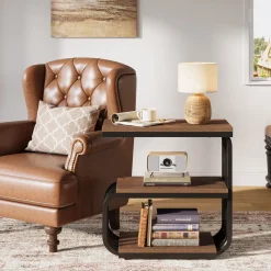 3 Tier End Table, Vintage Side or Bedside Stand for Living Room