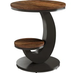 2 Tiers End Table, Sofa Side Bedside Table Nightstand with Arc-Shaped Frame