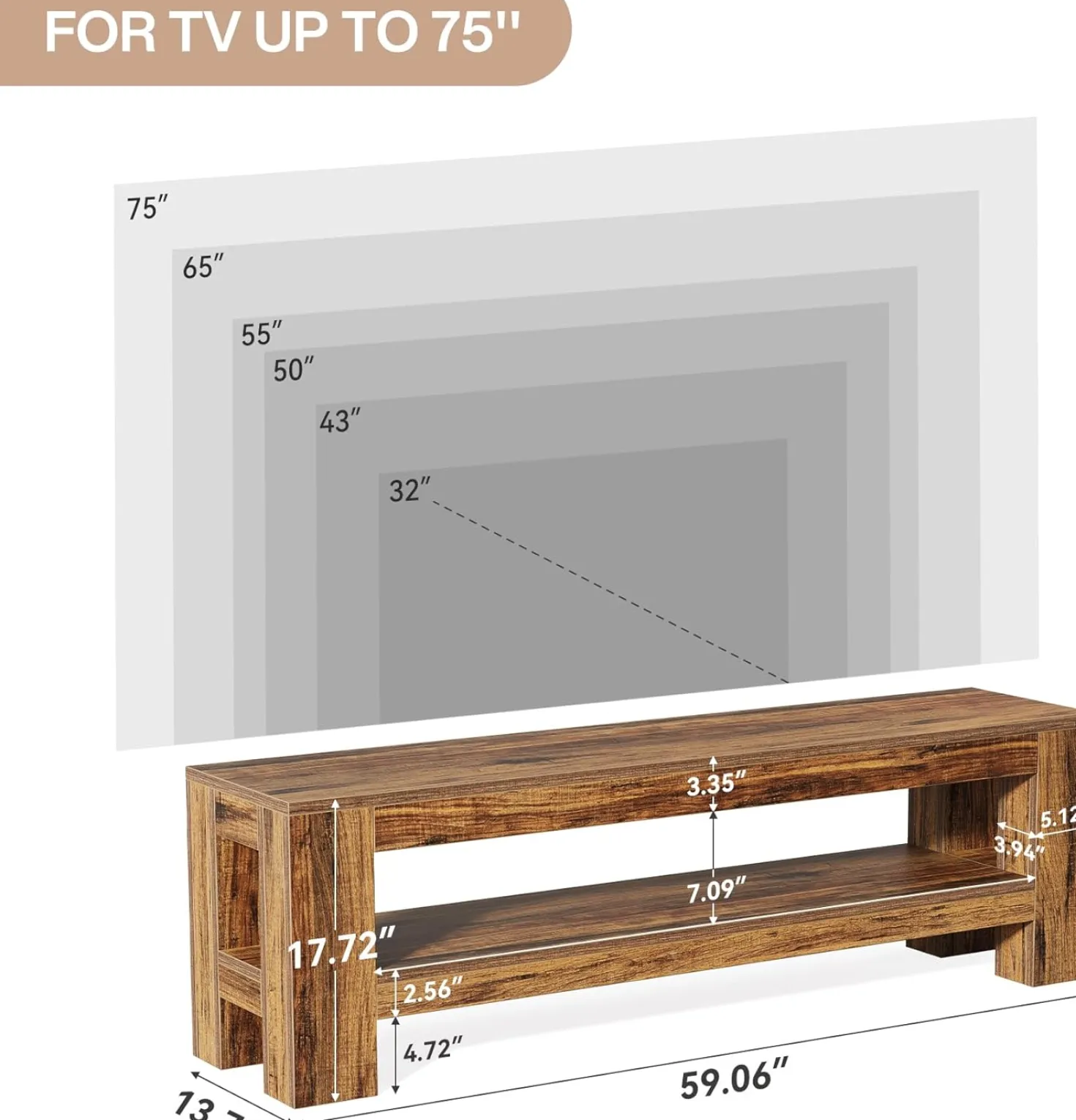 59" TV Stand, Entertainment Center Television Stand for 55/60/65/75-Inch TVs