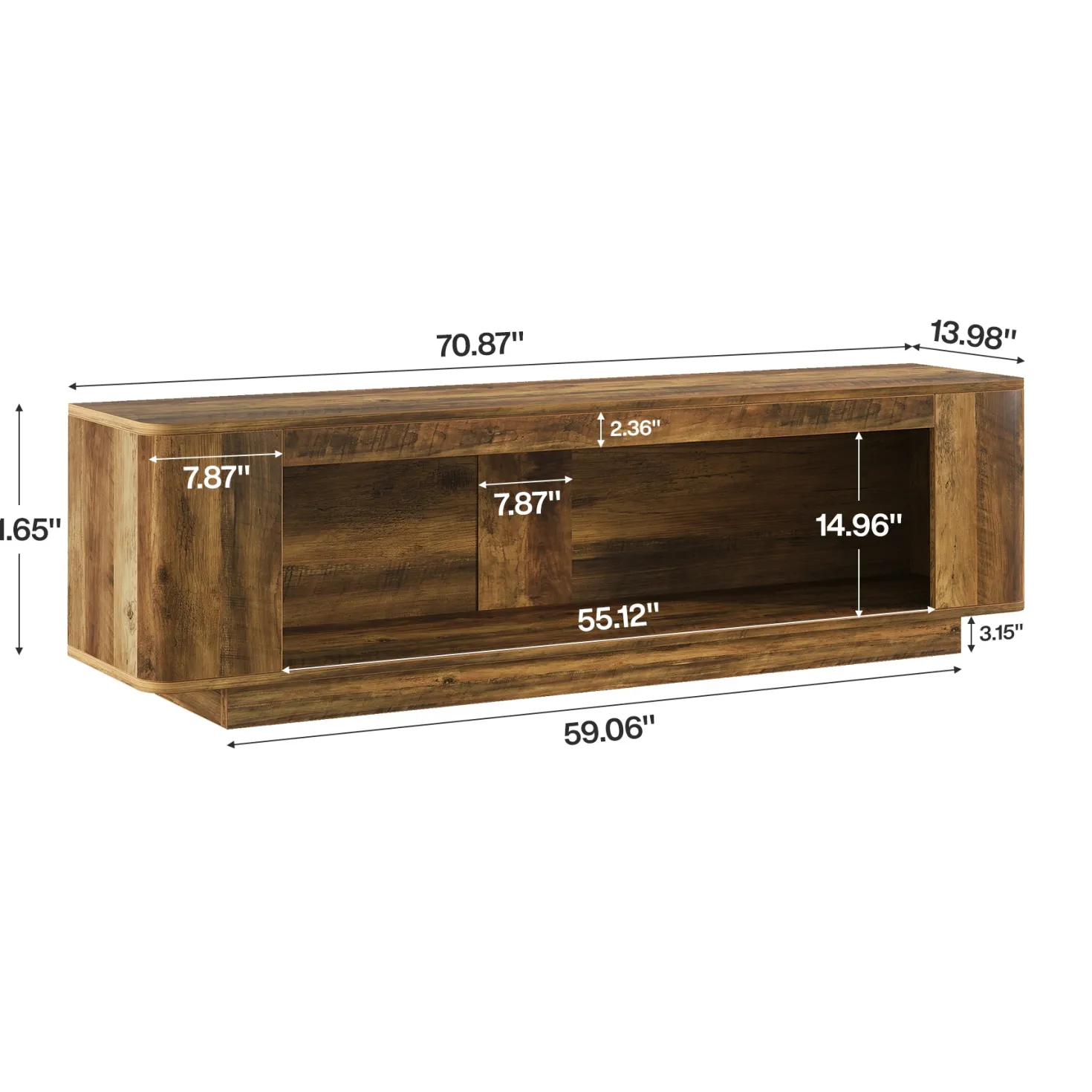 70.9" TV Stand, Entertainment Center with LED Light Strip for 65/70/75/80" TVs