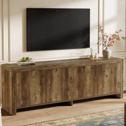 63" TV Stand, Entertainment Center with Storage Cabinet for TVs Up to 70"
