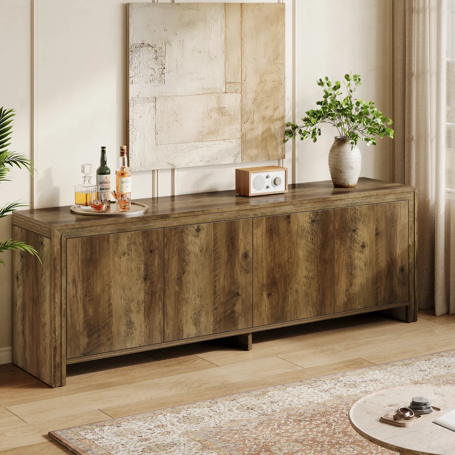 63" TV Stand, Entertainment Center with Storage Cabinet for TVs Up to 70"