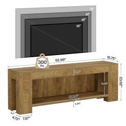 63" TV Stand, Entertainment Center with Open Shelves for Up to 75" TVs