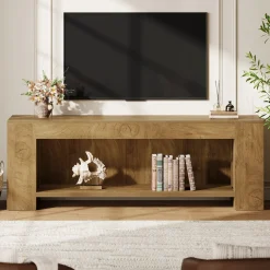 63" TV Stand, Entertainment Center with Open Shelves for Up to 75" TVs