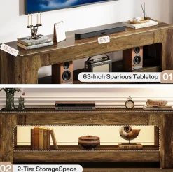 63" TV Stand, Entertainment Center Television Console for up to 75-Inch TVs