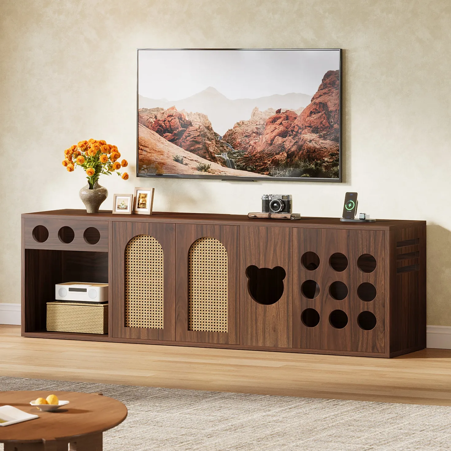 70.9" TV Stand, Extra Large Console Cabinet Entertainment Center