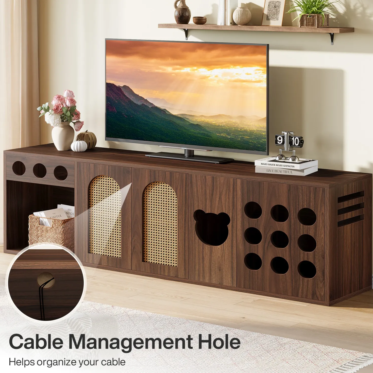 70.9" TV Stand, Extra Large Console Cabinet Entertainment Center