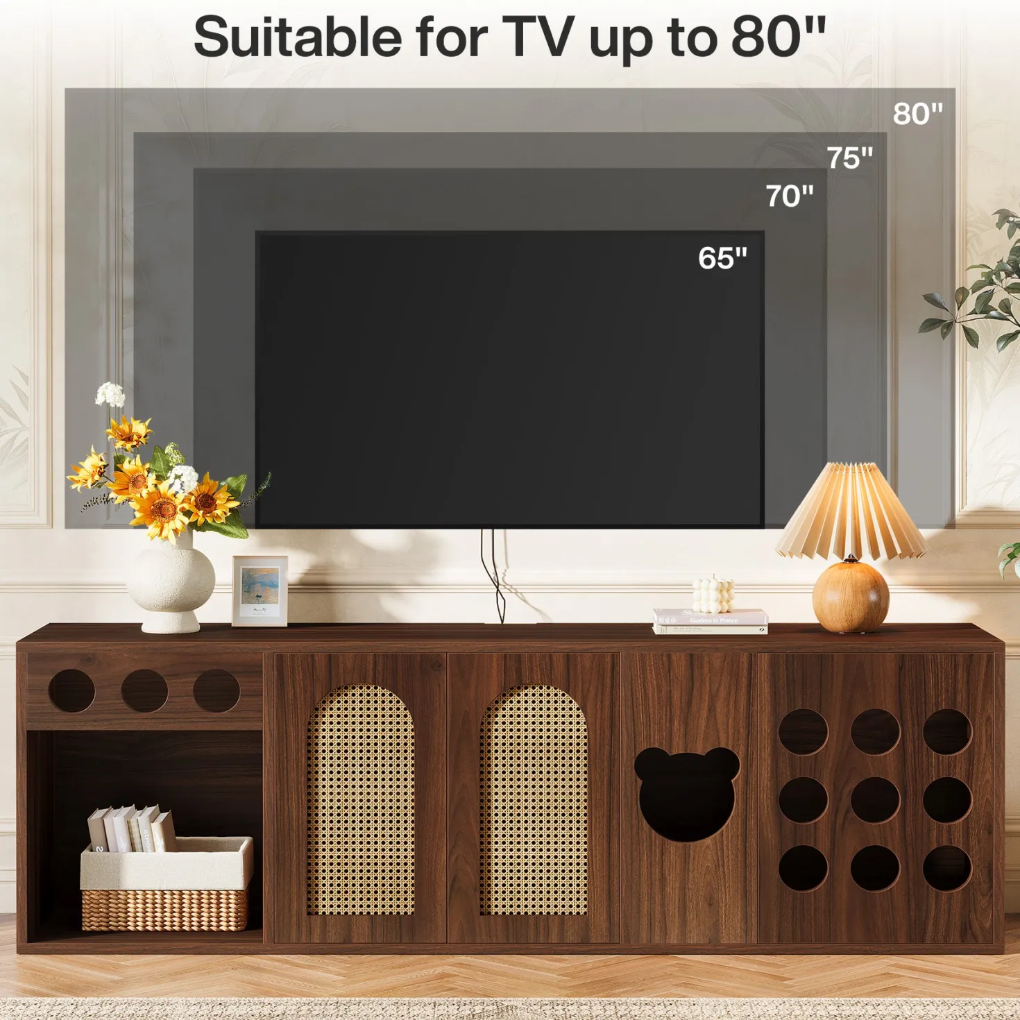 70.9" TV Stand, Extra Large Console Cabinet Entertainment Center