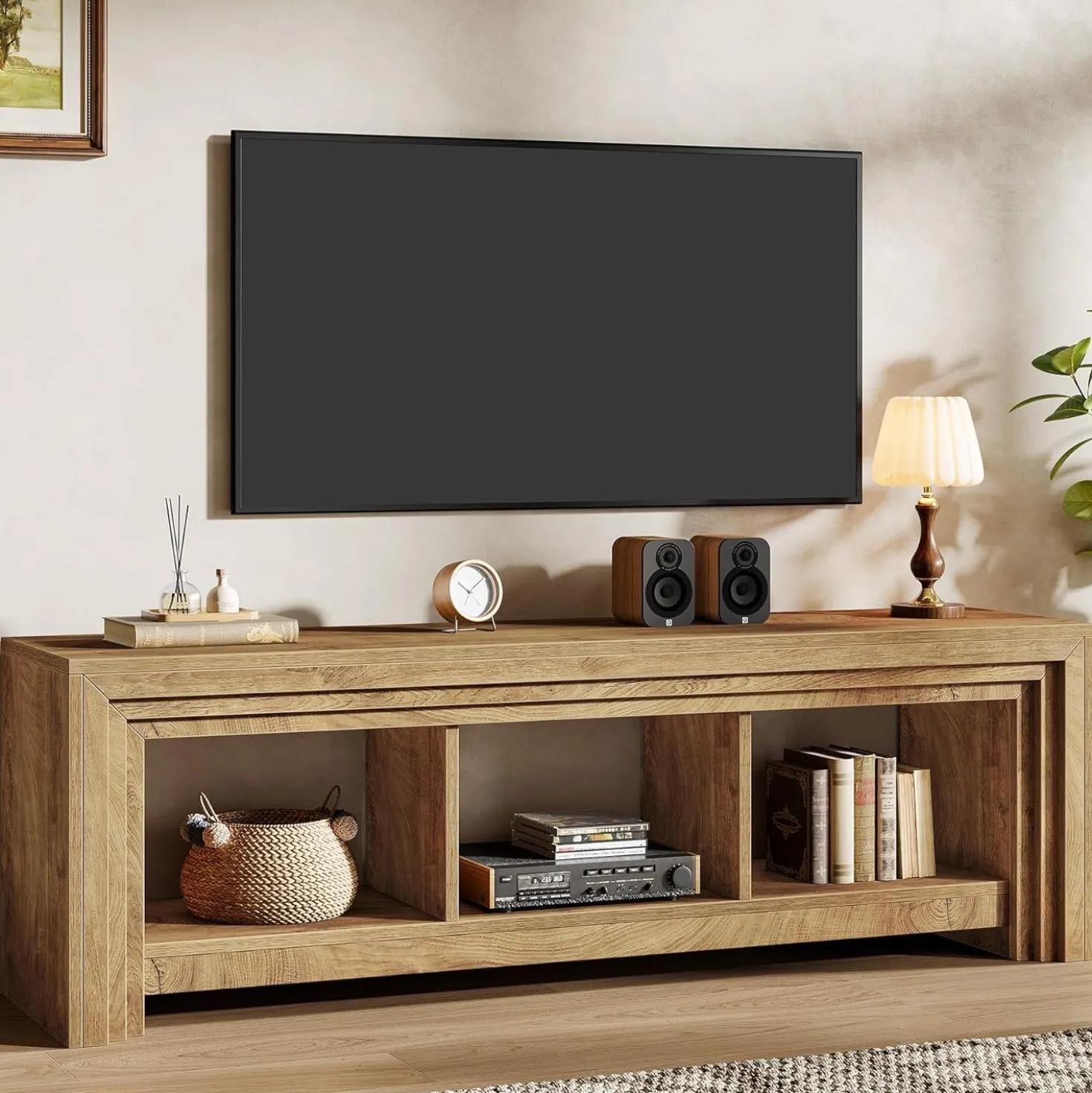 63" TV Stand, Farmhouse Entertainment Center Media Console for TVs Up to 75 Inches