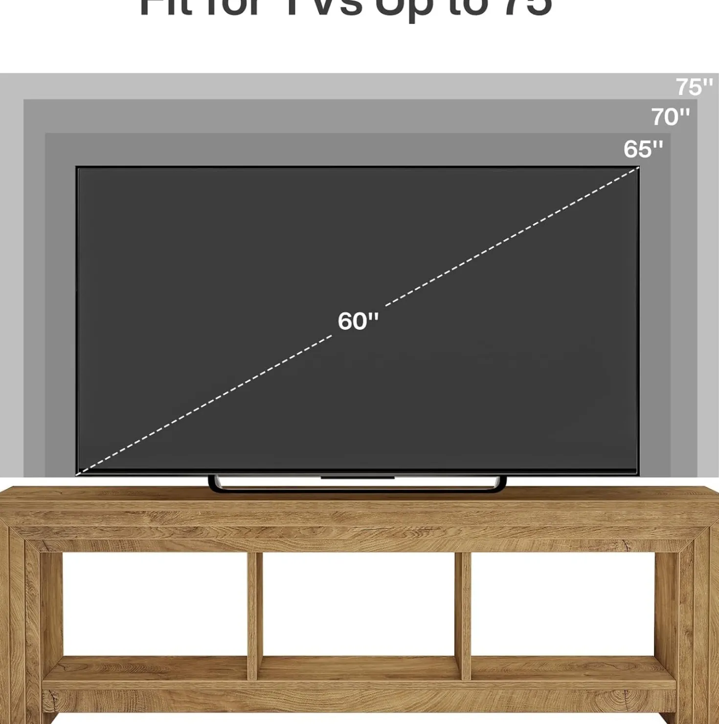 63" TV Stand, Farmhouse Entertainment Center Media Console for TVs Up to 75 Inches