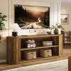 63" TV Stand, Farmhouse Entertainment Center with 3-Tier Storage Shelf