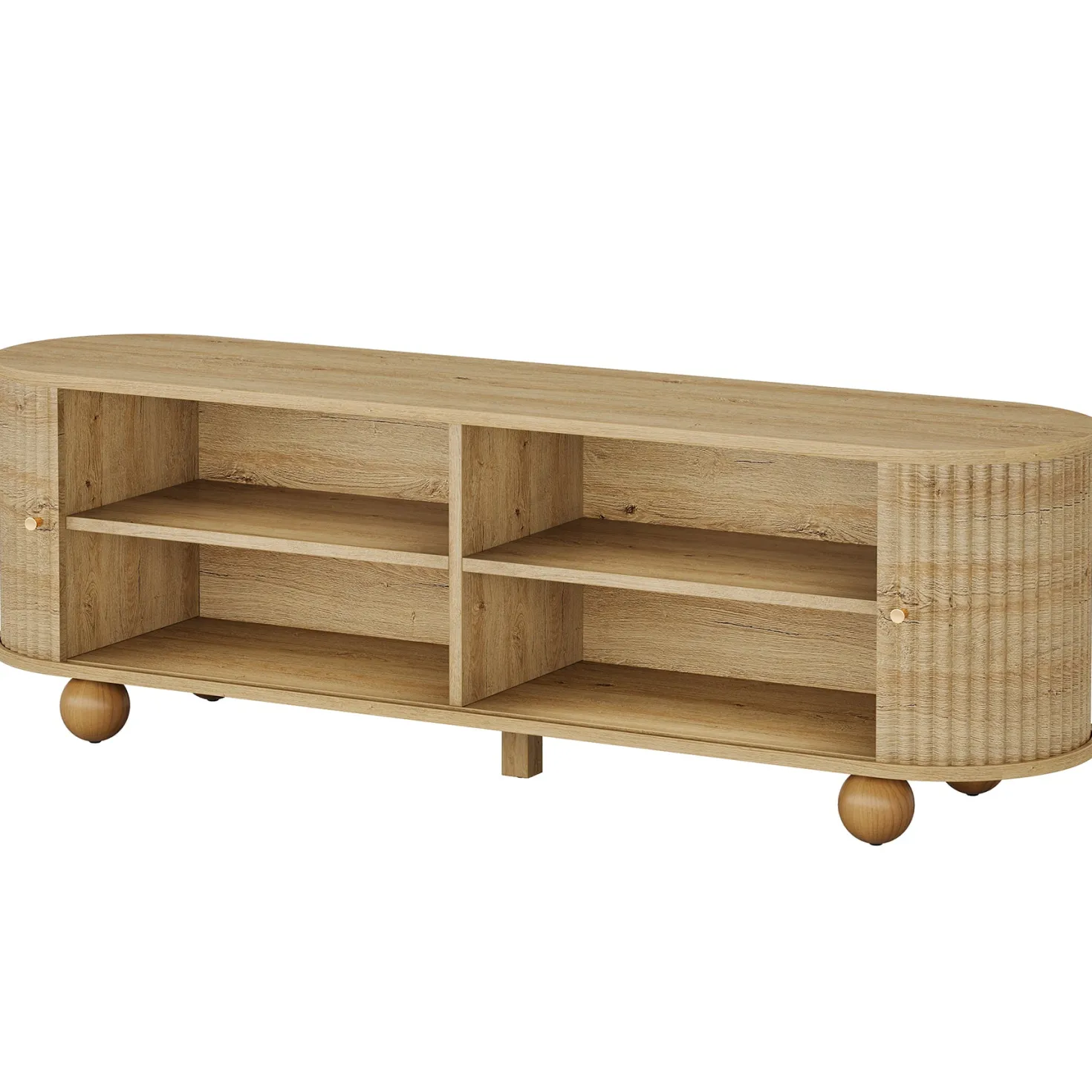 70" TV Stand, Farmhouse Media Console with Shelves and Sliding Doors