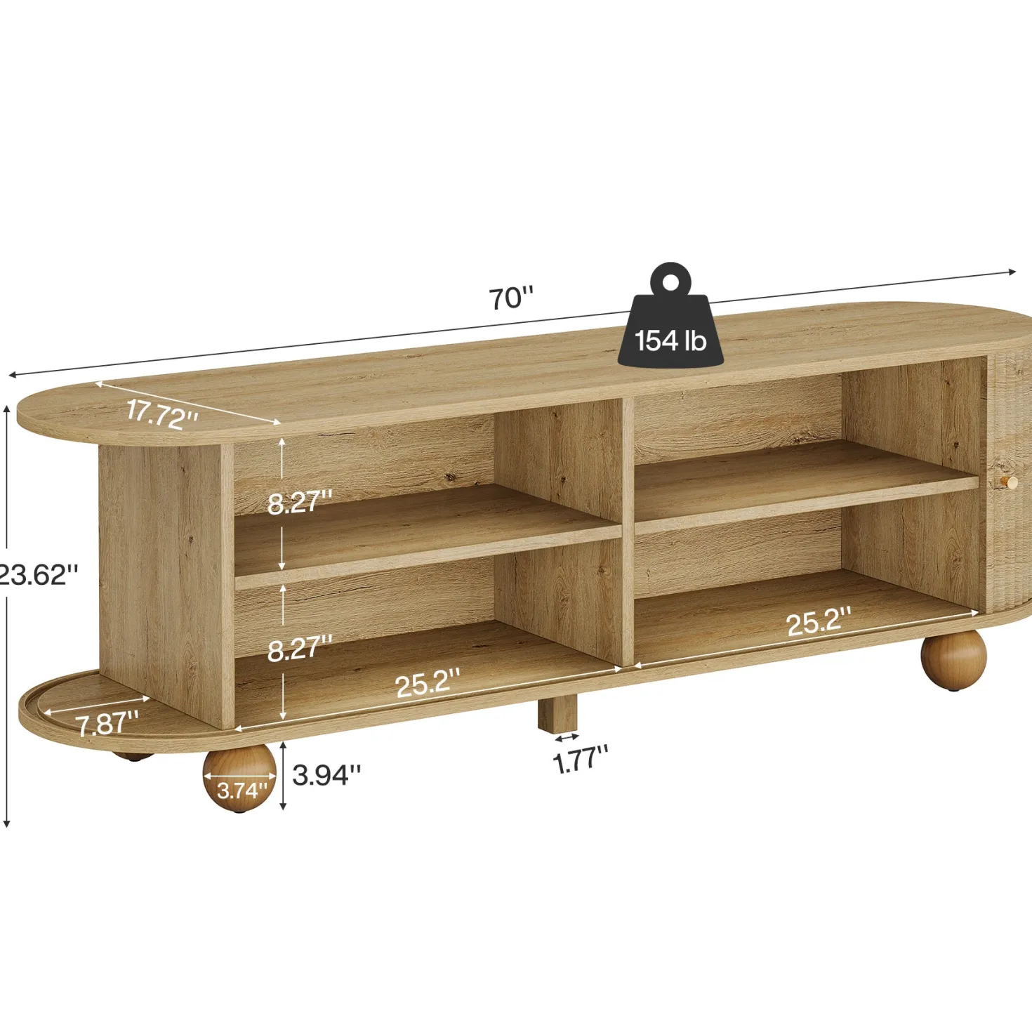 70" TV Stand, Farmhouse Media Console with Shelves and Sliding Doors