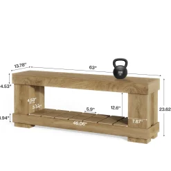 63" TV Stand for 55-70 Inch TVs, Modern Rustic Media Console with Open Storage Shelf