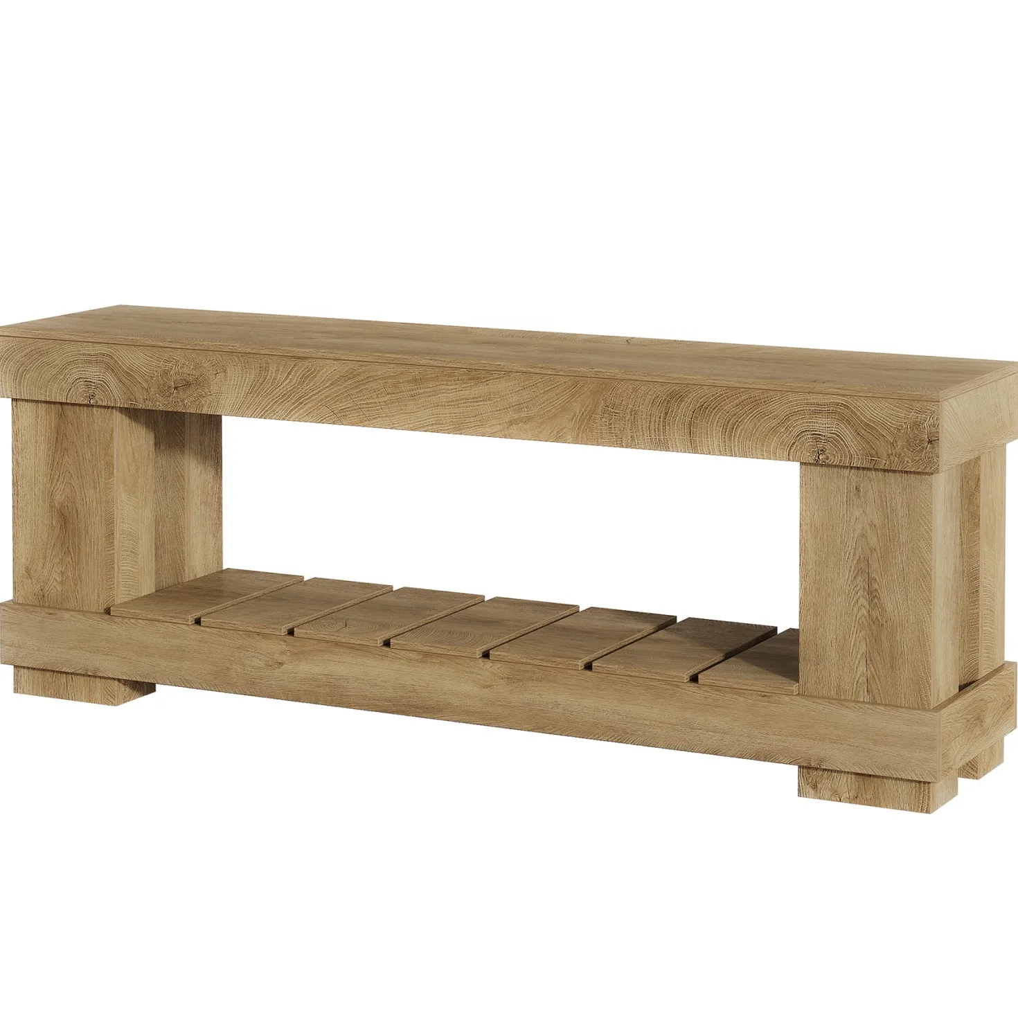 63" TV Stand for 55-70 Inch TVs, Modern Rustic Media Console with Open Storage Shelf