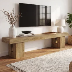 83" TV Stand for 65/75/85" TVs, Modern Rustic Entertainment Center for Living Room