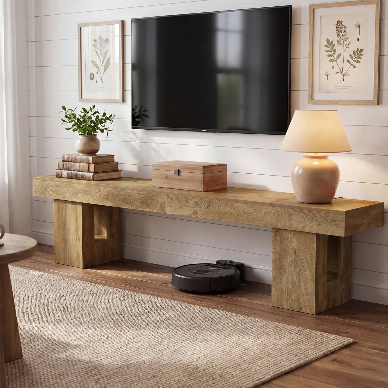 83" TV Stand for 65/75/85" TVs, Modern Rustic Entertainment Center for Living Room