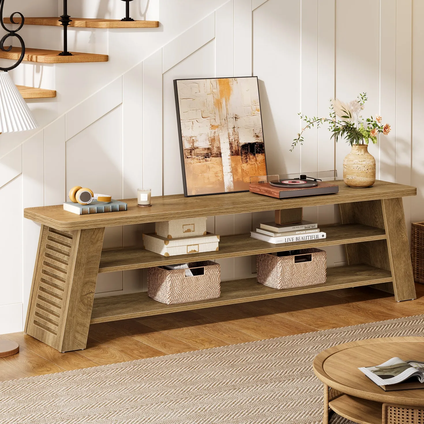 47" TV Stand for 60" TVs, 3-Tier Entertainment Media Center with Storage Shelves
