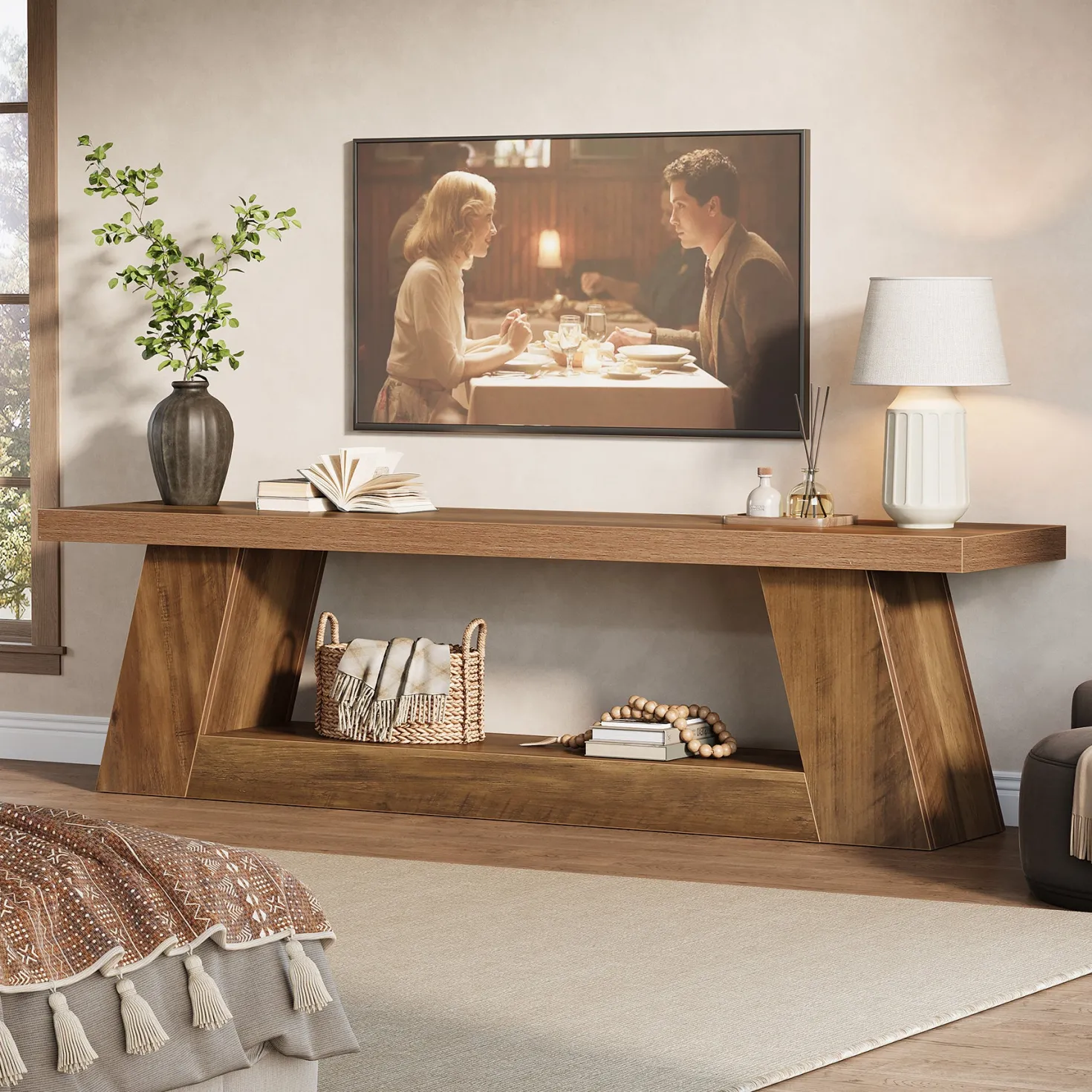 63" TV Stand for UP to 75" TVs, Media TV Console with Storage Shelves