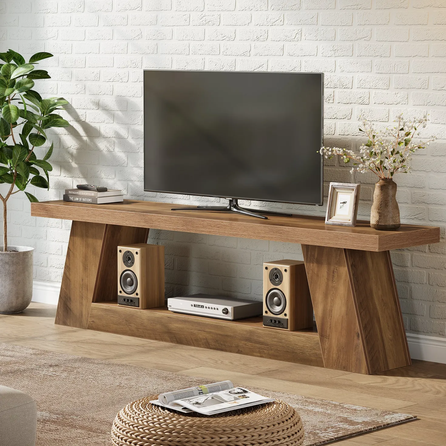 63" TV Stand for UP to 75" TVs, Media TV Console with Storage Shelves