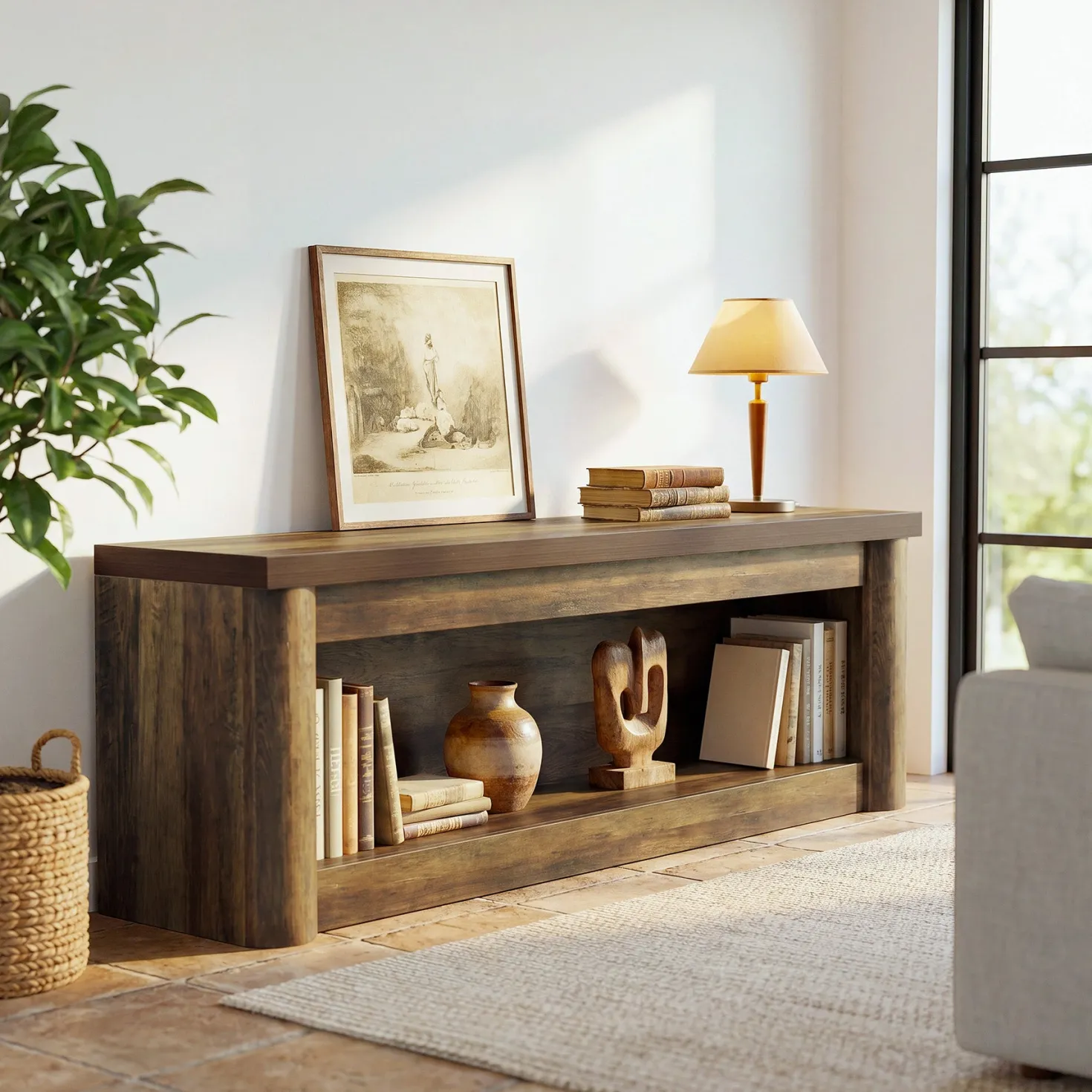 63" TV Stand for TVs up to 75", Entertainment Center with Open Storage for Living Room