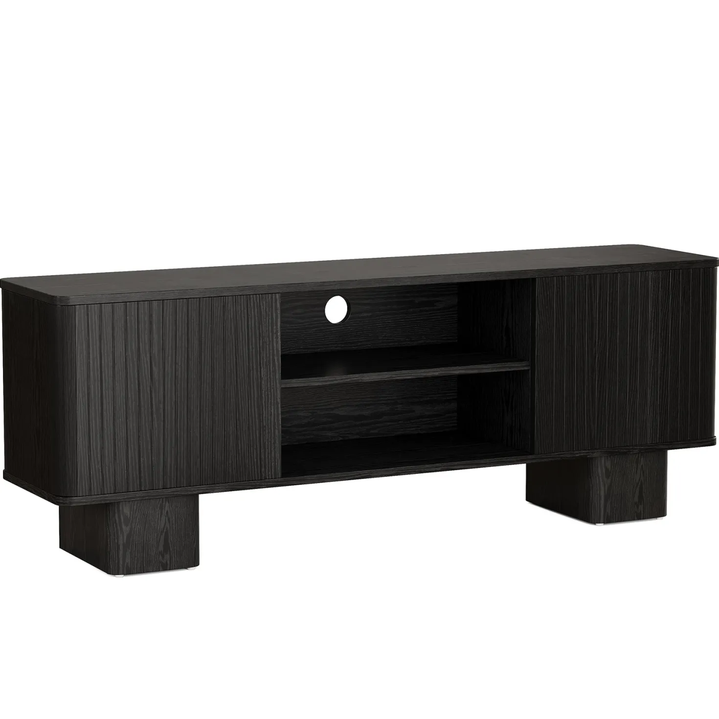 63" TV Stand for TVs Up To 70", Entertainment Center With Fluted Door & Hidden Storage
