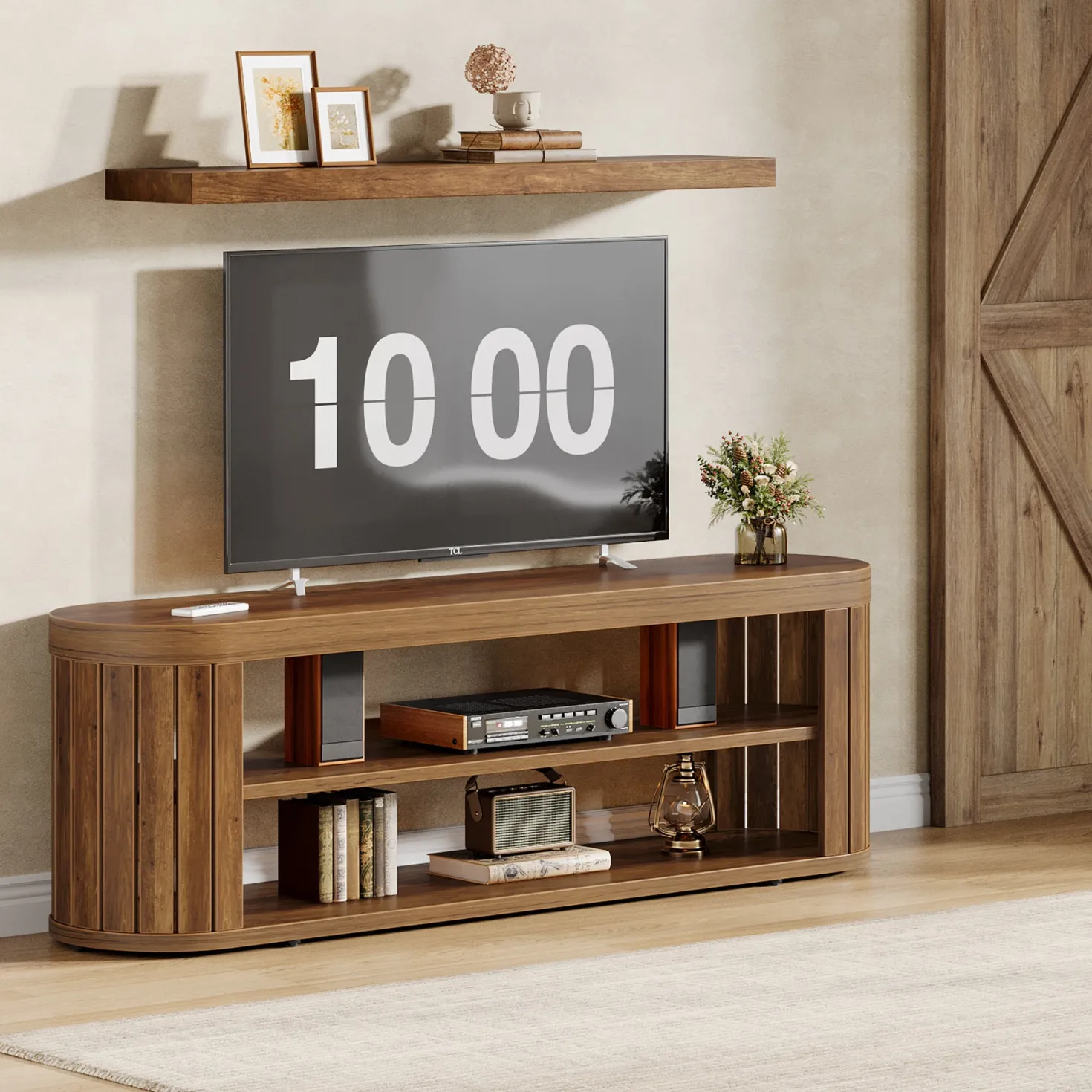47.2" TV Stand for TVs up to 55", Entertainment Center with 2-Tier Open Storage