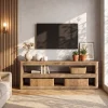 55" TV Stand for TVs up to 70", Farmhouse Entertainment Center with 3 Shelves
