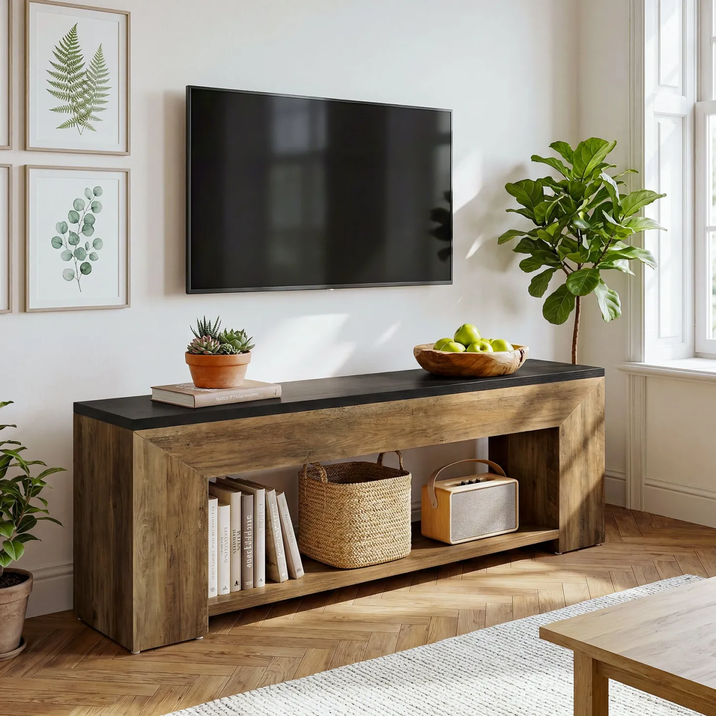 70.86" TV Stand for Up to 80 Inch TVs, Extra Long Wood Console with Storage