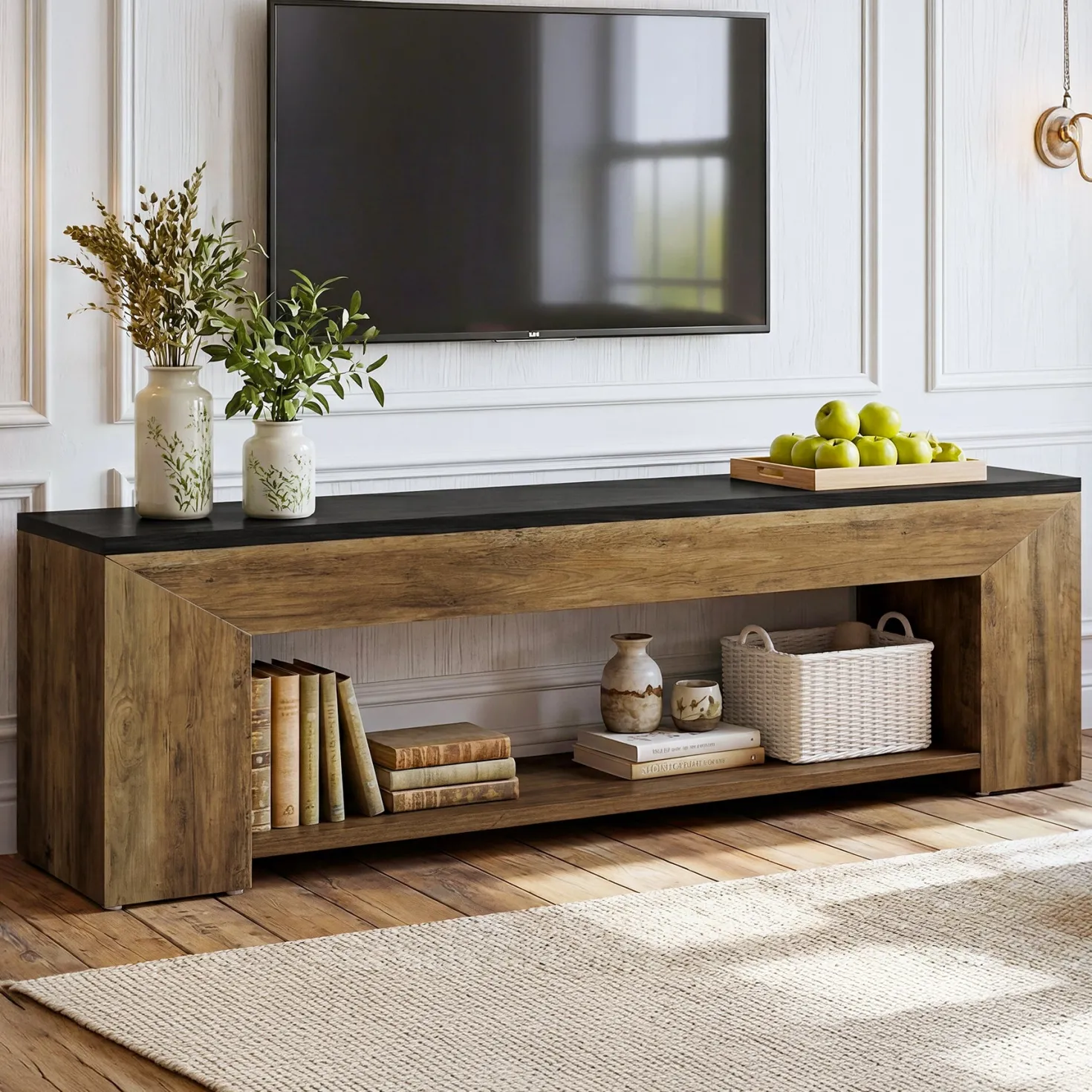 70.86" TV Stand for Up to 80 Inch TVs, Extra Long Wood Console with Storage
