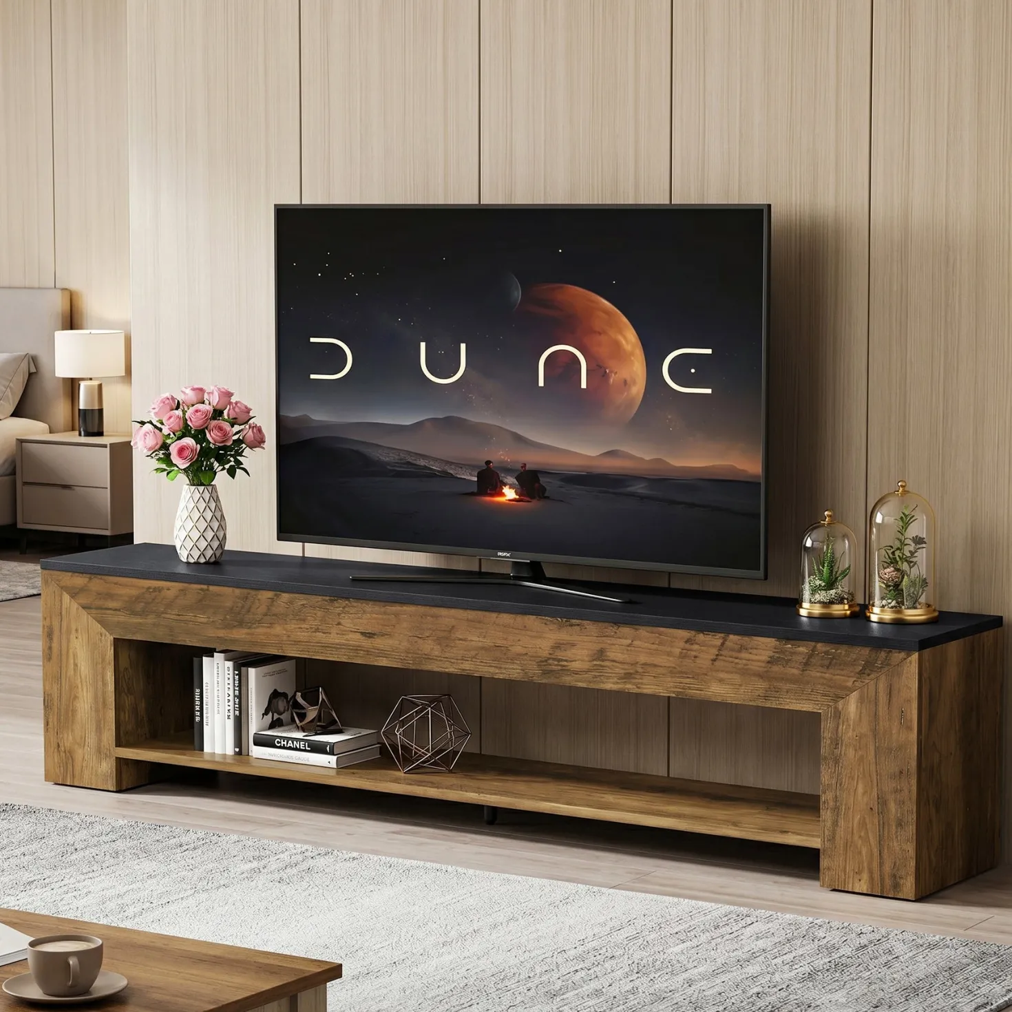 71" TV Stand, Large Entertainment Center with Shelf for TVs up to 80"