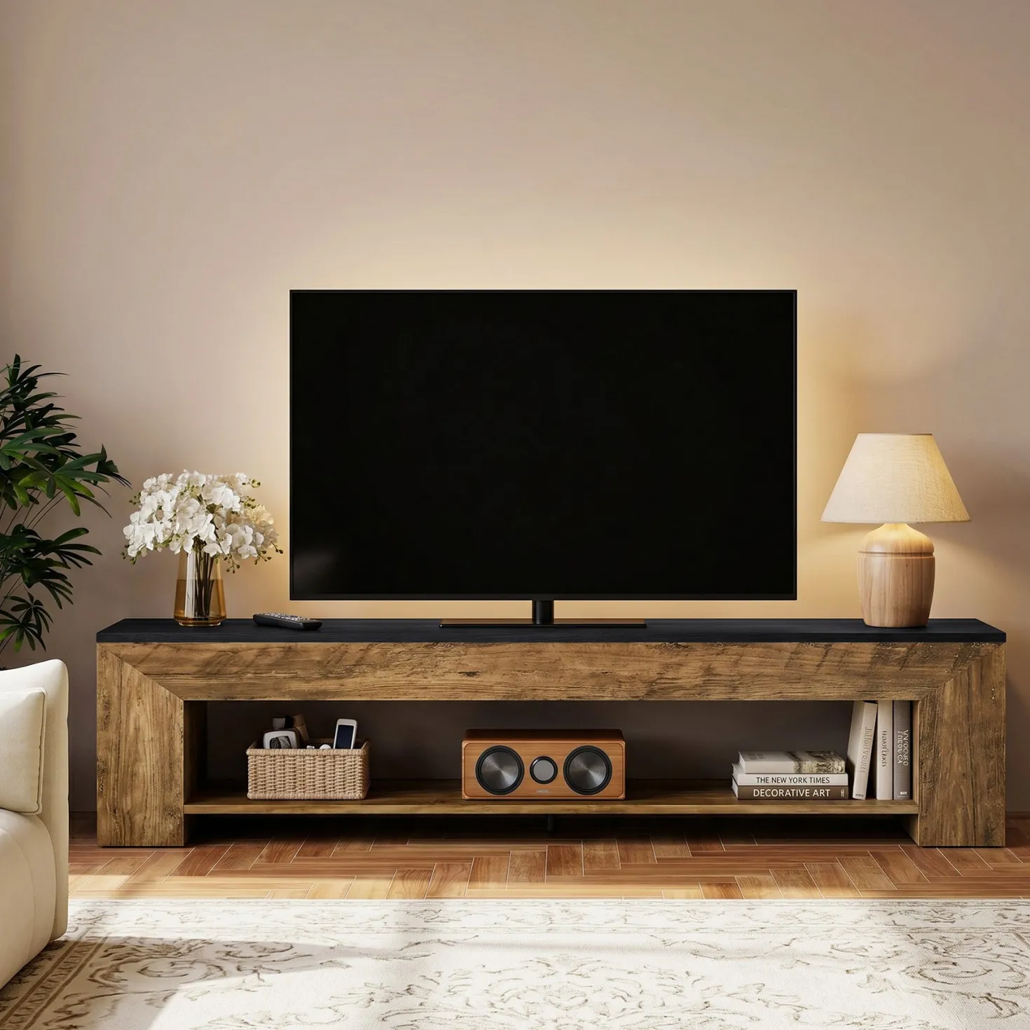71" TV Stand, Large Entertainment Center with Shelf for TVs up to 80"