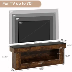 63" TV Stand, Media Console Entertainment Center for 60/65/70 Inches TVs
