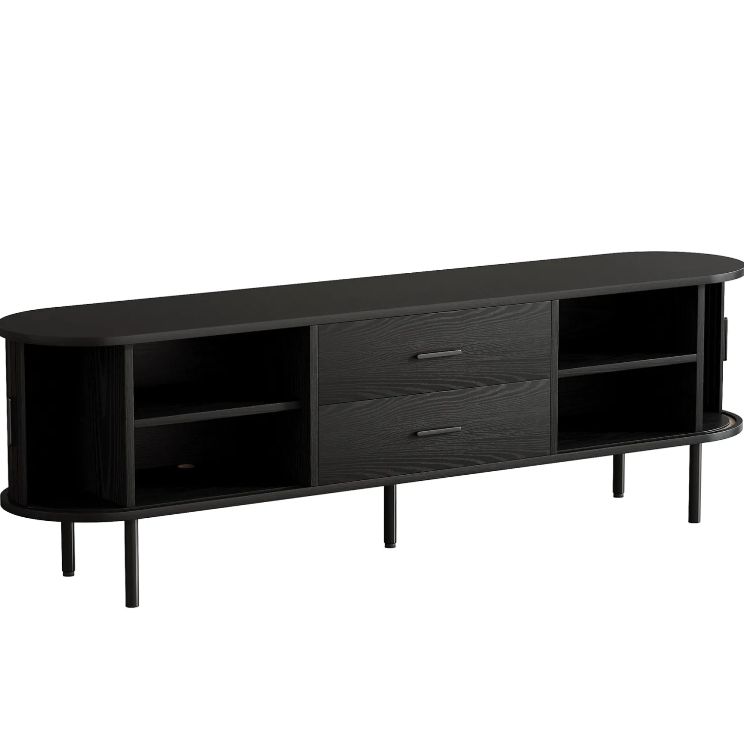 70" TV Stand, Modern Media Console with Storage and Sliding Tambour Door