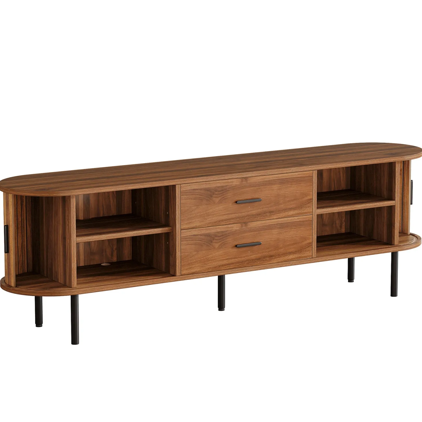 70" TV Stand, Modern Media Console with Storage and Sliding Tambour Door