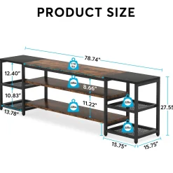 78.7" TV Stand, 3-Tier Media Entertainment Center for TV up to 85"