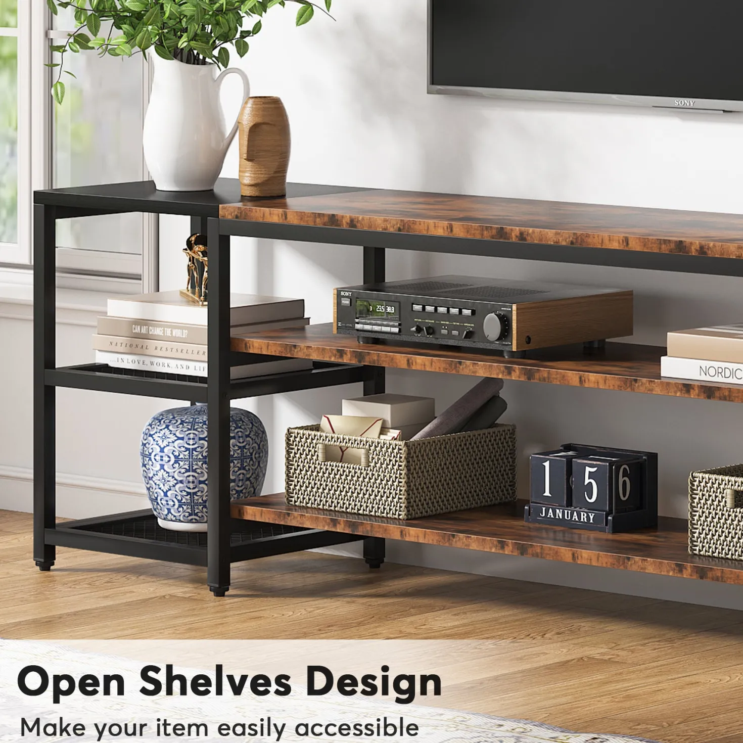 78.7" TV Stand, 3-Tier Media Entertainment Center for TV up to 85"